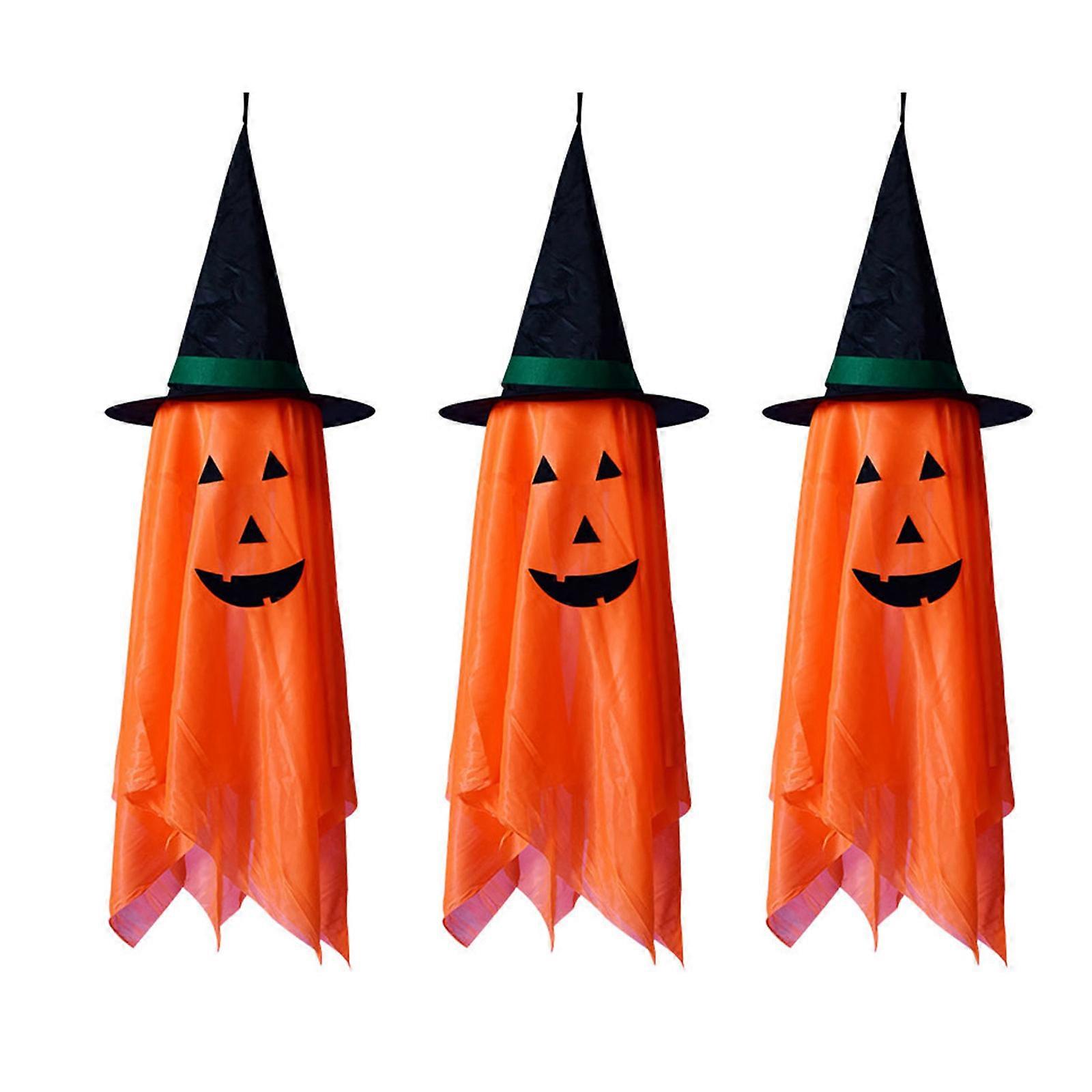 Sada 3 halloweenskych tekvicových závesných dekorácií rekvizít pre vnútorné a vonkajšie slávnostné šperky