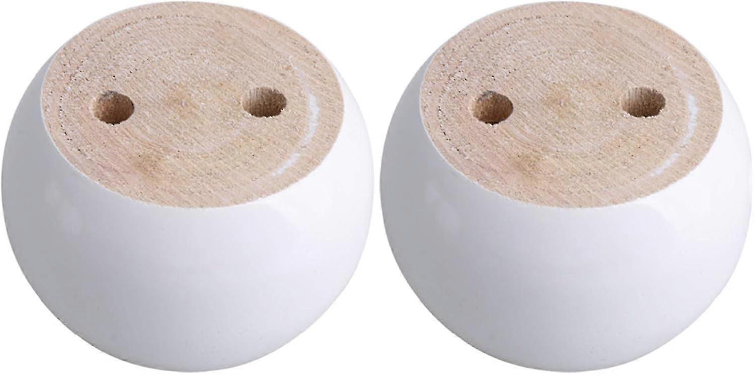 Set of 4 round white eucalyptus wood furniture legs 8 x 8 x 5 cm Can support a weight of approximately 100 kg