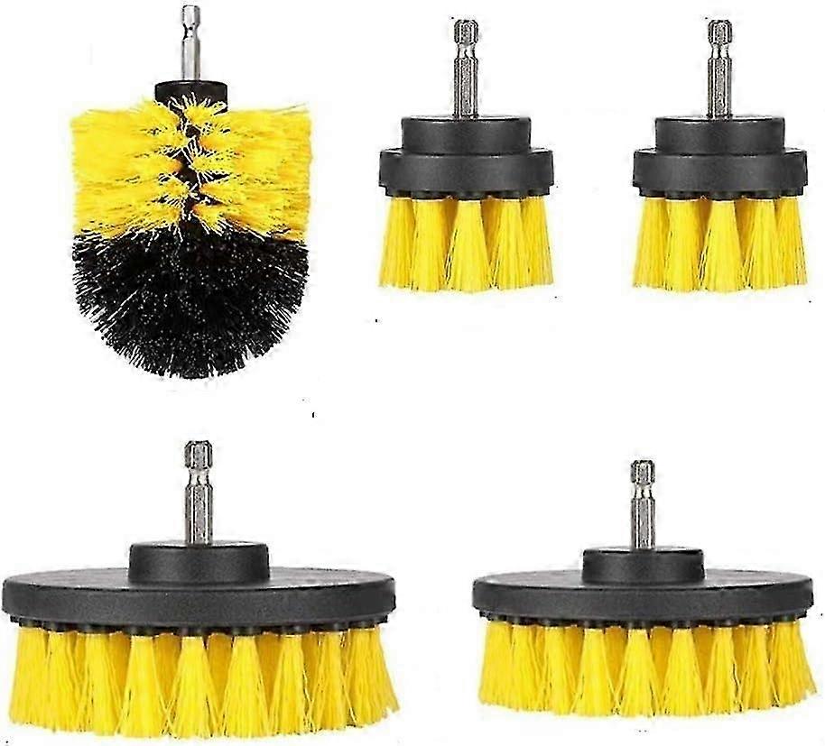 5-Piece Drill Brush Kit for Pool, Bathroom, Tile, Marble & Car Cleaning