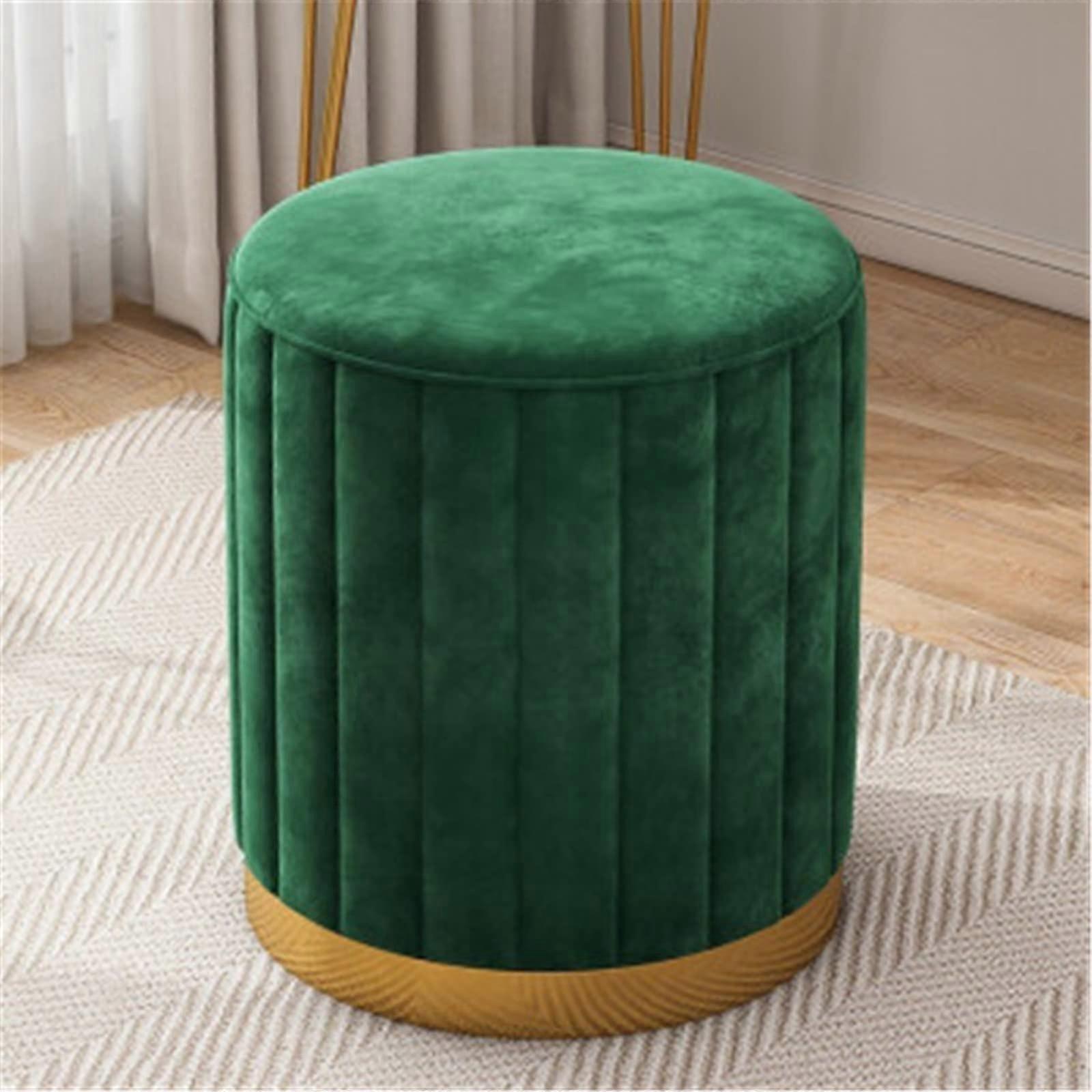 Nordic dustable makeup stool, round, modern storage stool for household, bedroom, dressing stool, stylish and spacesaving solution 44x34cm green
