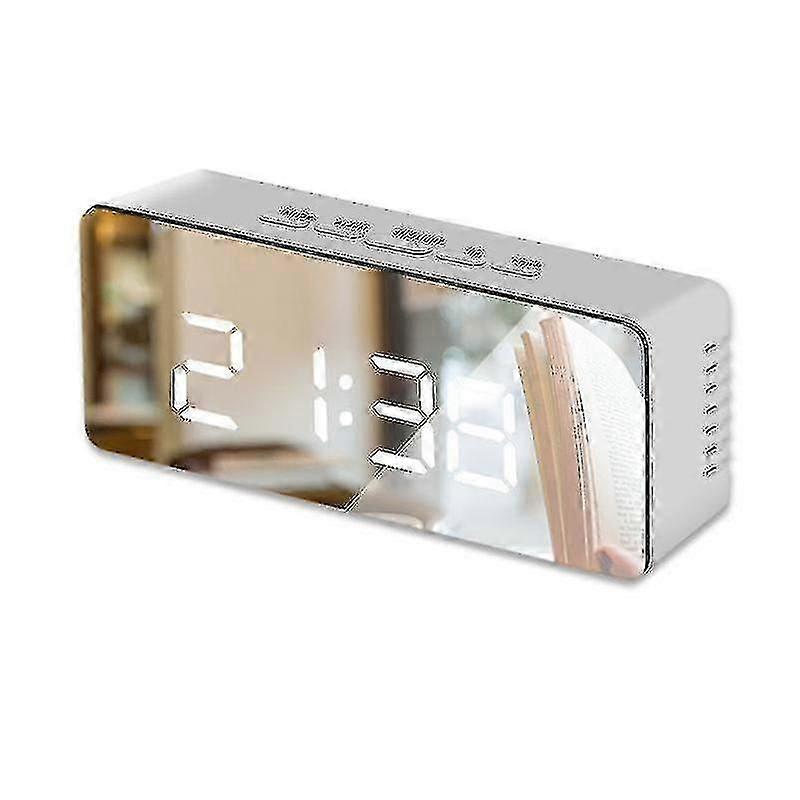 Led Digital Mirror Clock Snooze Table Clock Wake Up Light Home Decor Digital Alarm Clock