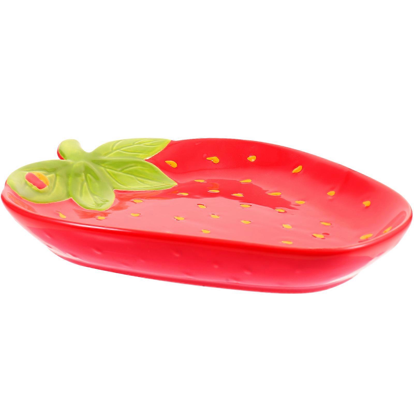 Ceramic Salad Mixing Bowl with Strawberry Motif, Convenient Size for Practical Use