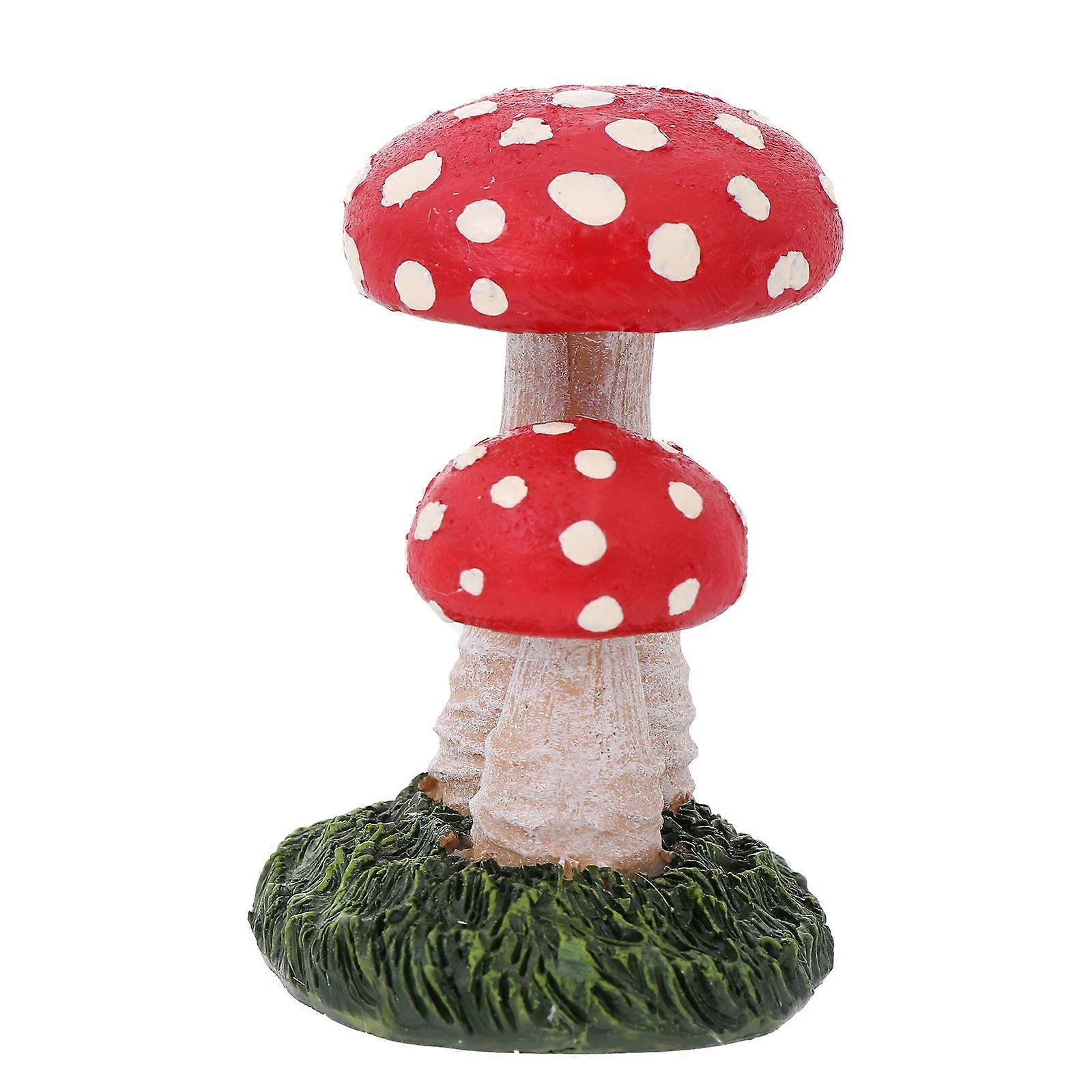Red Resin Mushroom Decoration for Desk Table DIY Scene Adornment 1pc