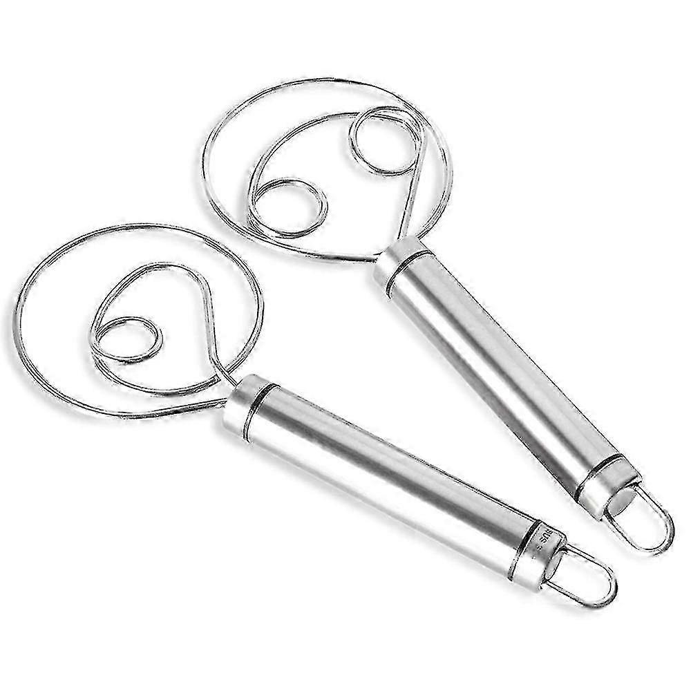 Premium Stainless Steel Dough Whisk Set, 2 Pack Large Hand Mixer Artisan Blender