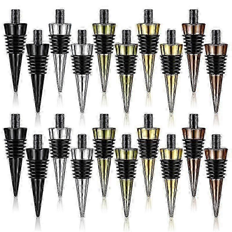 20Pieces Blank Bottle Stopper with Threaded Post Metal Wine Stopper Inserts Set Hardware for Wood Turning DIY Project jn