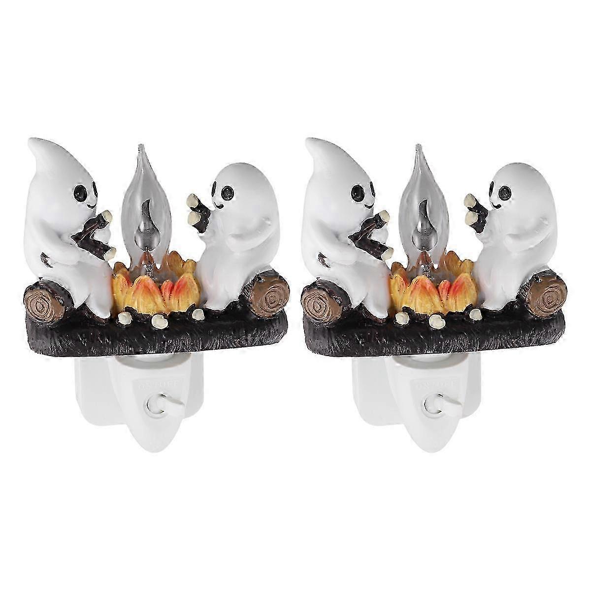 Ghost Campfire Flickering Nightlight UK Plug - Halloween Spooky Fire Light
