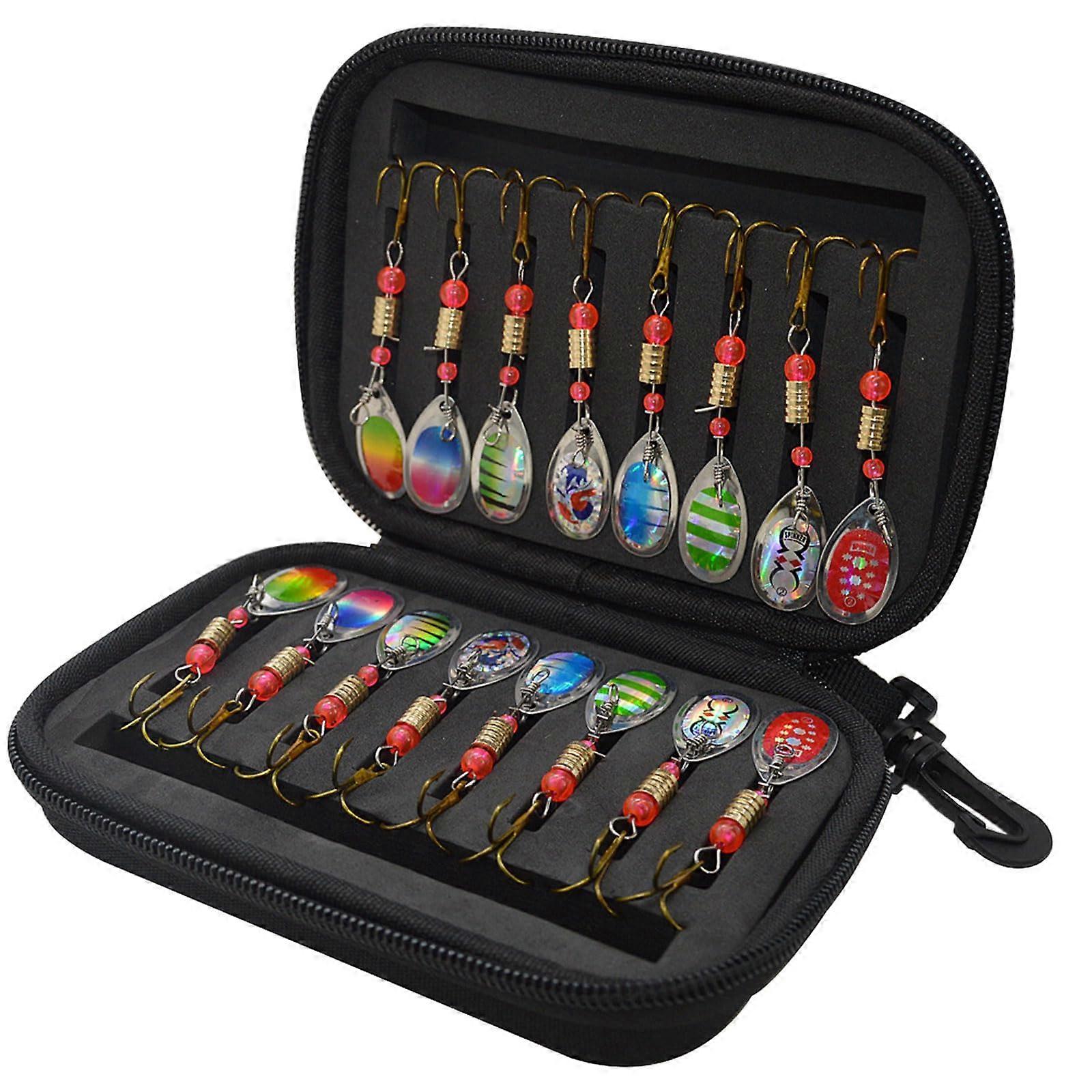 16Pcs Spinner Baits Set Trout Fishing Lures With Hook Sequins Baits Fishing Jigs Spoon Lures Hard Metal With Box Metal Box Type D