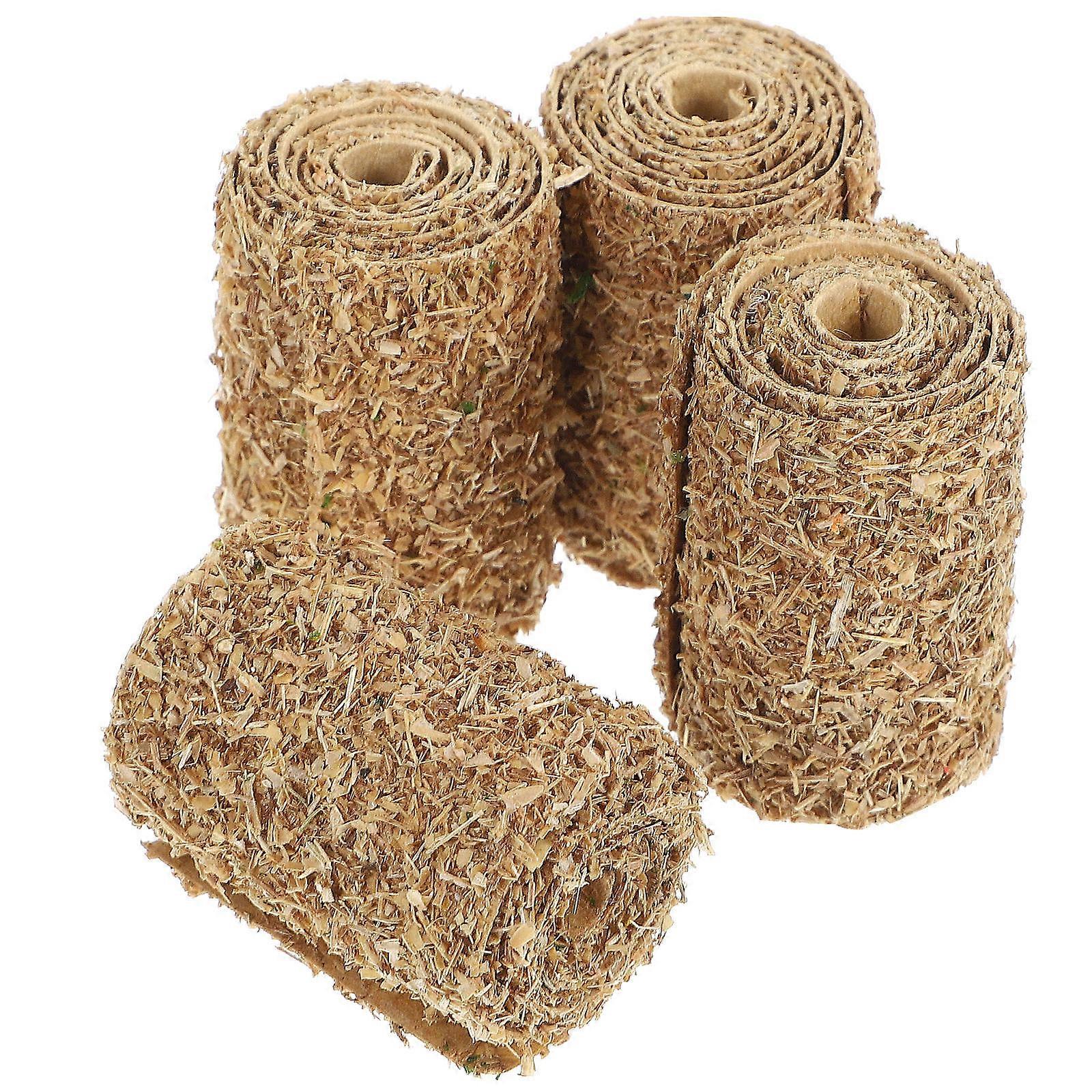 4pcs Mini Haystack Decorations for Dollhouse Farm Scenes – Realistic Stackable Mini Bales of Hay for Model Railroading, DIY Crafts, and Ornaments
