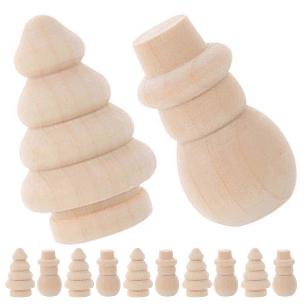 20PCS DIY Wooden Christmas Tree & Snowman Ornaments – Smooth, Lightweight Holiday Decor for Crafts & Painting Activities – Creative Xmas Crafts Kit