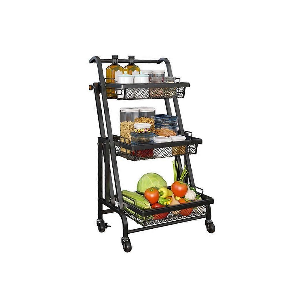 Mobile Kitchen Storage Trolley, Floor Standing Shelf for Fruit and Vegetables, Multifunctional Nizer