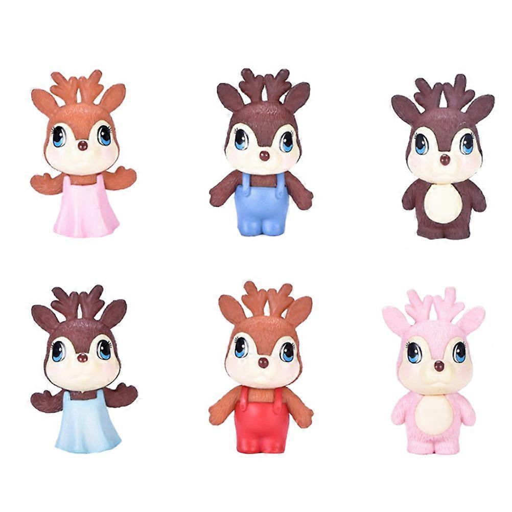Mini Ornament Fawn Desktop Ornament Indoor Use Assorted .8X2.8X2.8CM Resin Micro Landscape Decoration 6Pcs