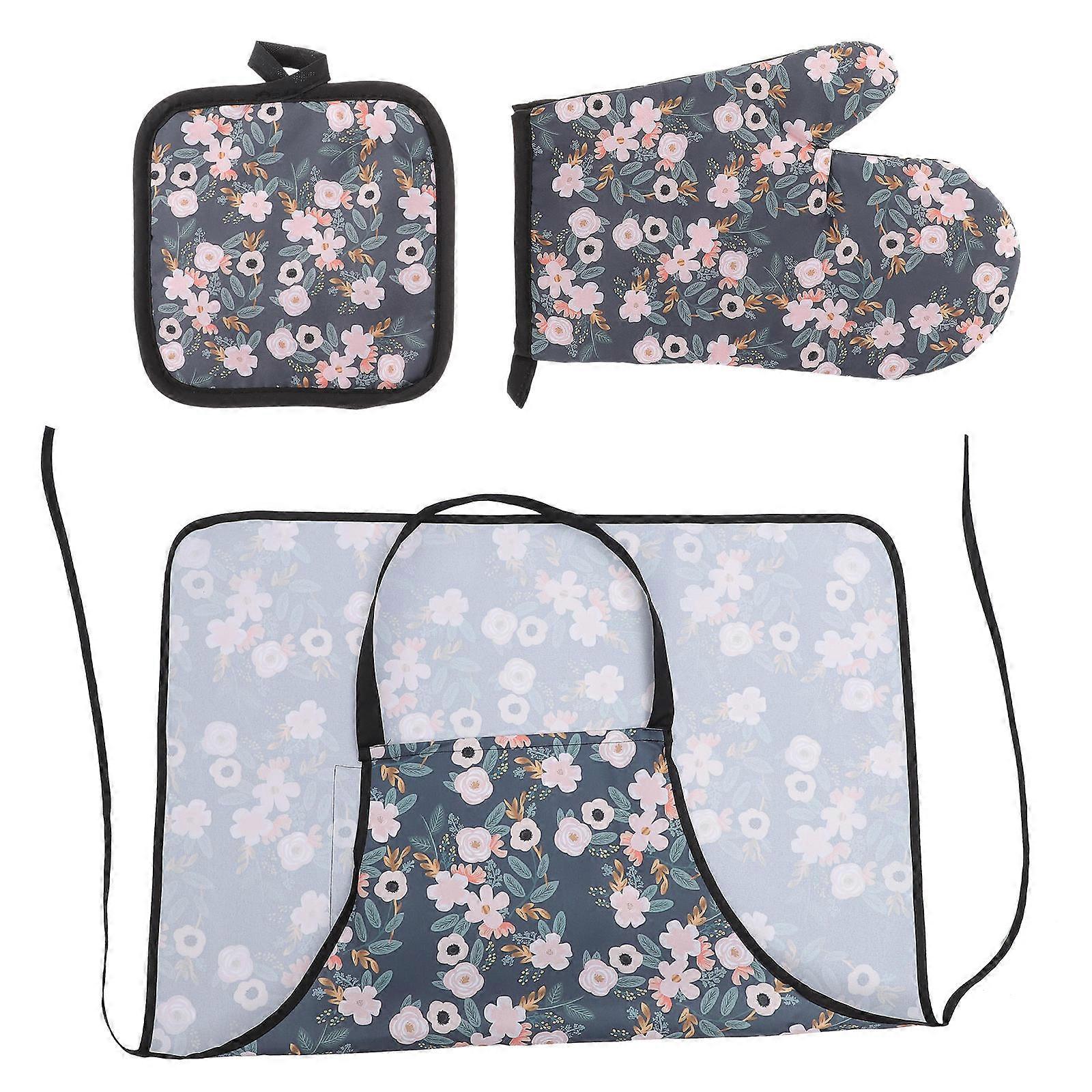 Baking Mitts Oven Mitts For Kitchen Wear-Resistant Square Green 80x70cm 3Set