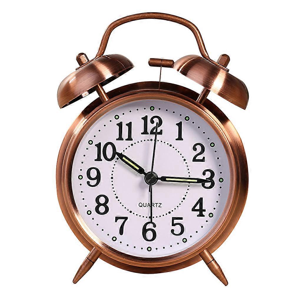 Retro Table Alarm Clock Metal Plated Shell Luminous Silent For Home Office Bedroom 1Pack