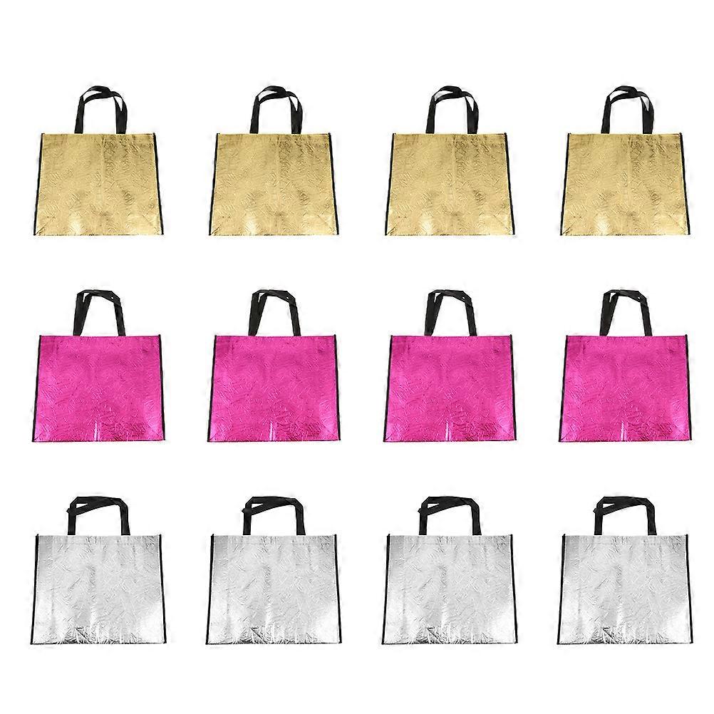 Portable Non-Woven Shopping Tote Bag Assorted Color Large Capacity present Wrapping 12Pcs