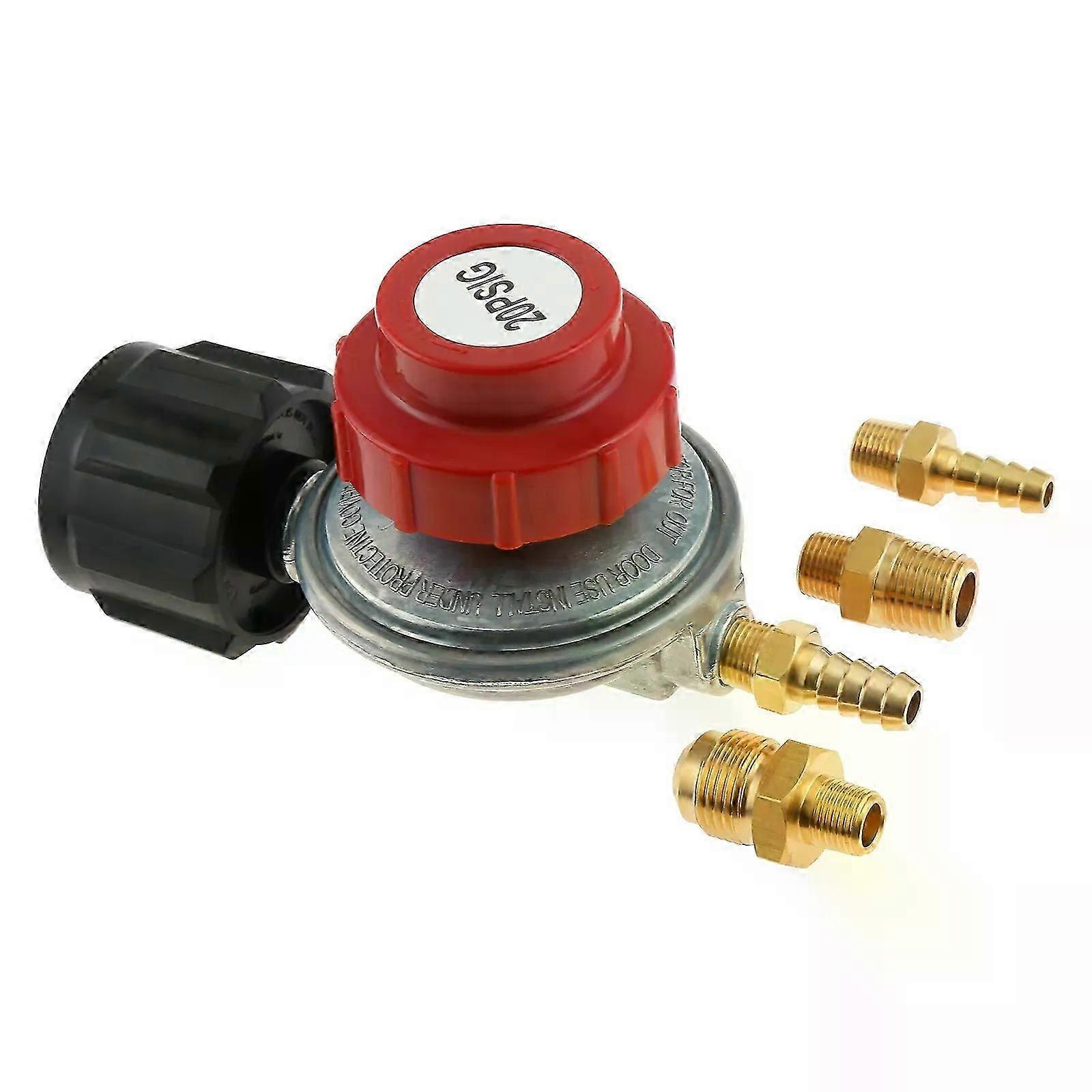 0-20 PSI Adjustable High Pressure Propane Regulator Valve Kit Suitable for QCC1 LP Tank Service Valve 5/16&1/4 Hose Barb Connector
