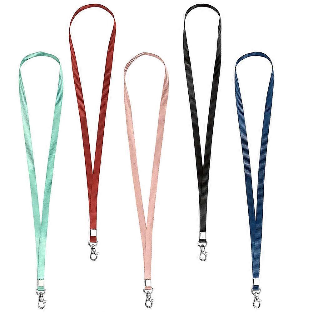 Neck Hanging Strap Name Tag Lanyards For Men In Events Black Silk Rope Supporting Cameras 5Pcs
