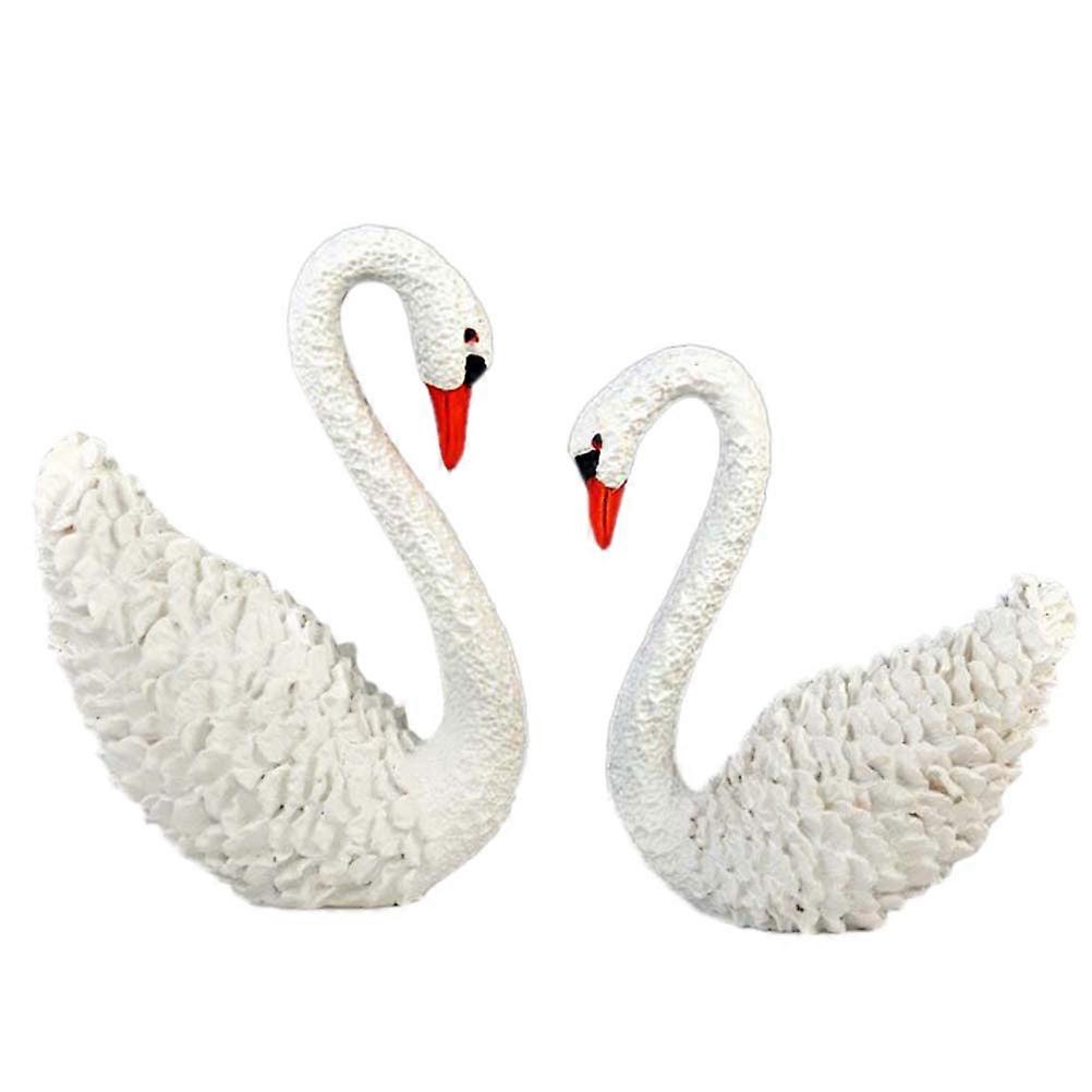 White Swan Decor Elegant Style Resin Home Decoration Desktop Adornment 1Pair