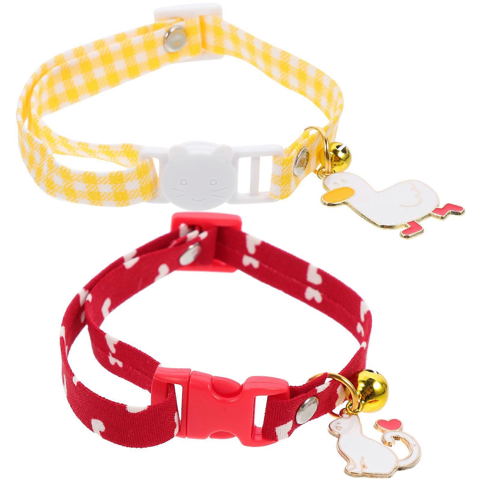 2pcs Cat Collar with Bell Pendant – Comfortable, Skin Friendly & Breathable Pet Collars for Kittens, Ideal for Daily Wear & Photo Shoots