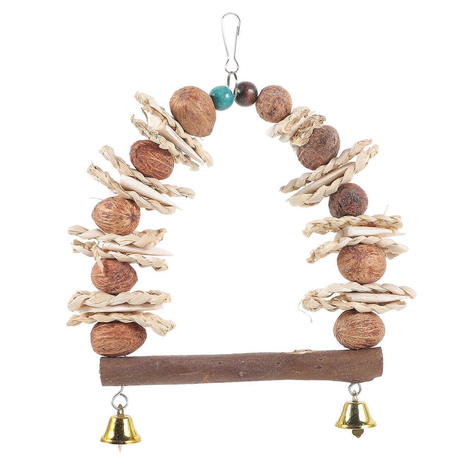 Cuttlebone Chew Toy Parrot Nibbling Toy Parrot Swing Toy Cage Bird Playing Multi-Colored 21x17cm Entertainment Small Bird Owners 1Pcs