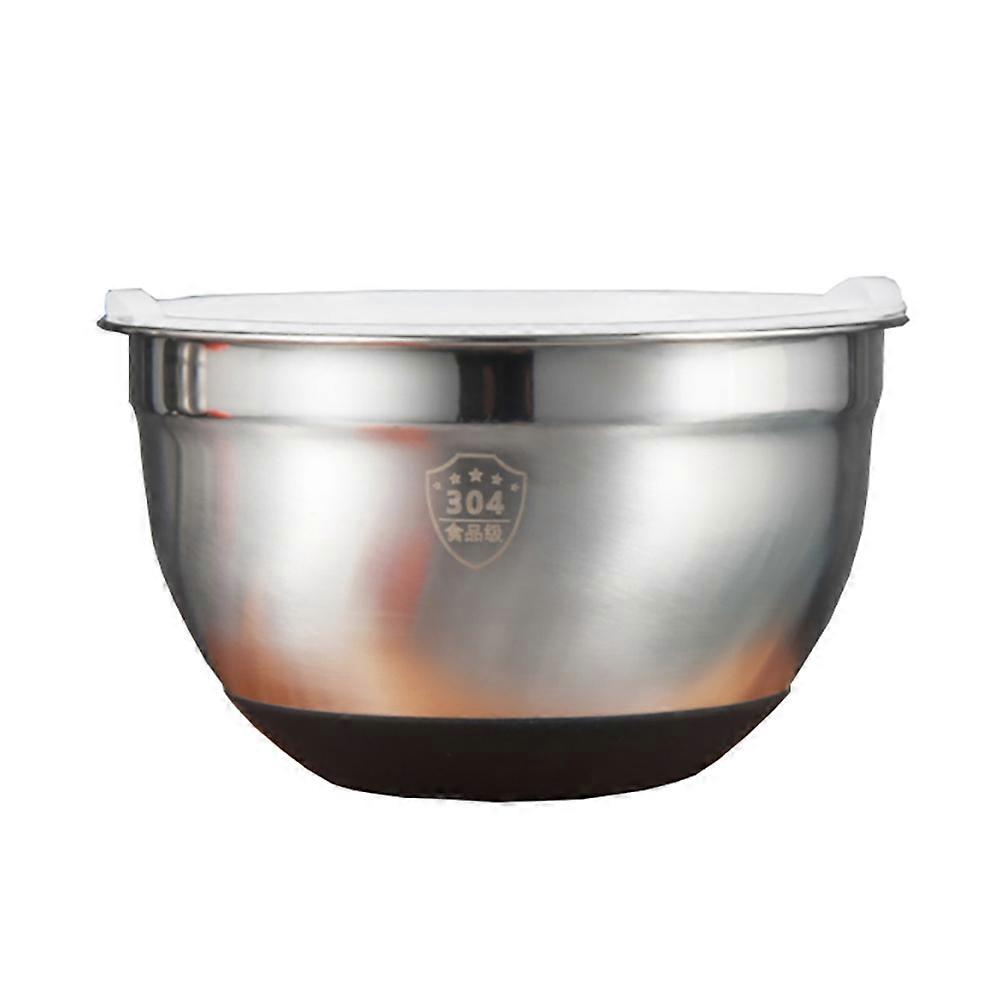 Mixing Bowl Stainless Steel Lid For Cooking Baking Home Use Round Non-Slip 1Set