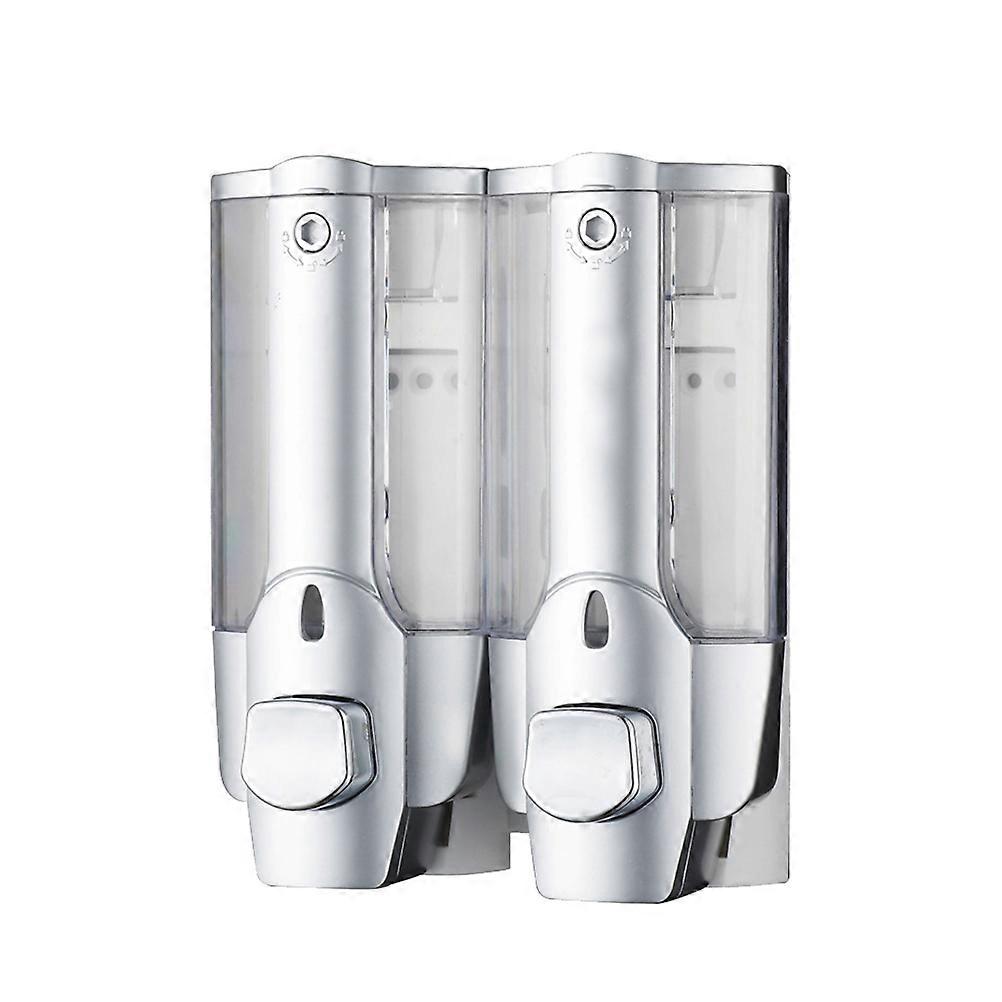 Wall-Mounted Shampoo Container Double-Head Manual Plastic Refillable Shampoo Dispensing Bathroom Use 1Set