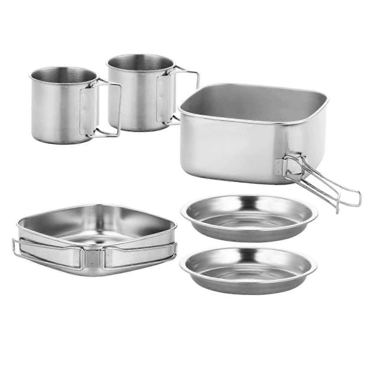 Foldable Stainless Steel Camping Cookware Set, Robust