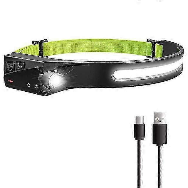 USB Rechargeable LED Headlamp, Red Warning Light