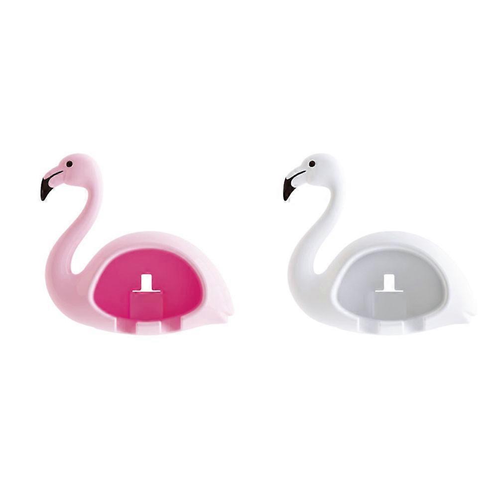 Toothbrush Holder Decorative Flamingo Shape Hanging Drainage Storage White 9.20X3.50X9.0CM 1Pcs