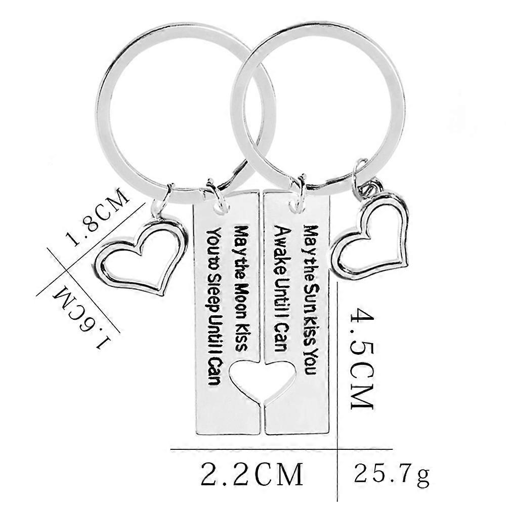 Valentine's Day Couple Keychain Set Romantic Gestures Heart-shaped Metal Decoration 2Set