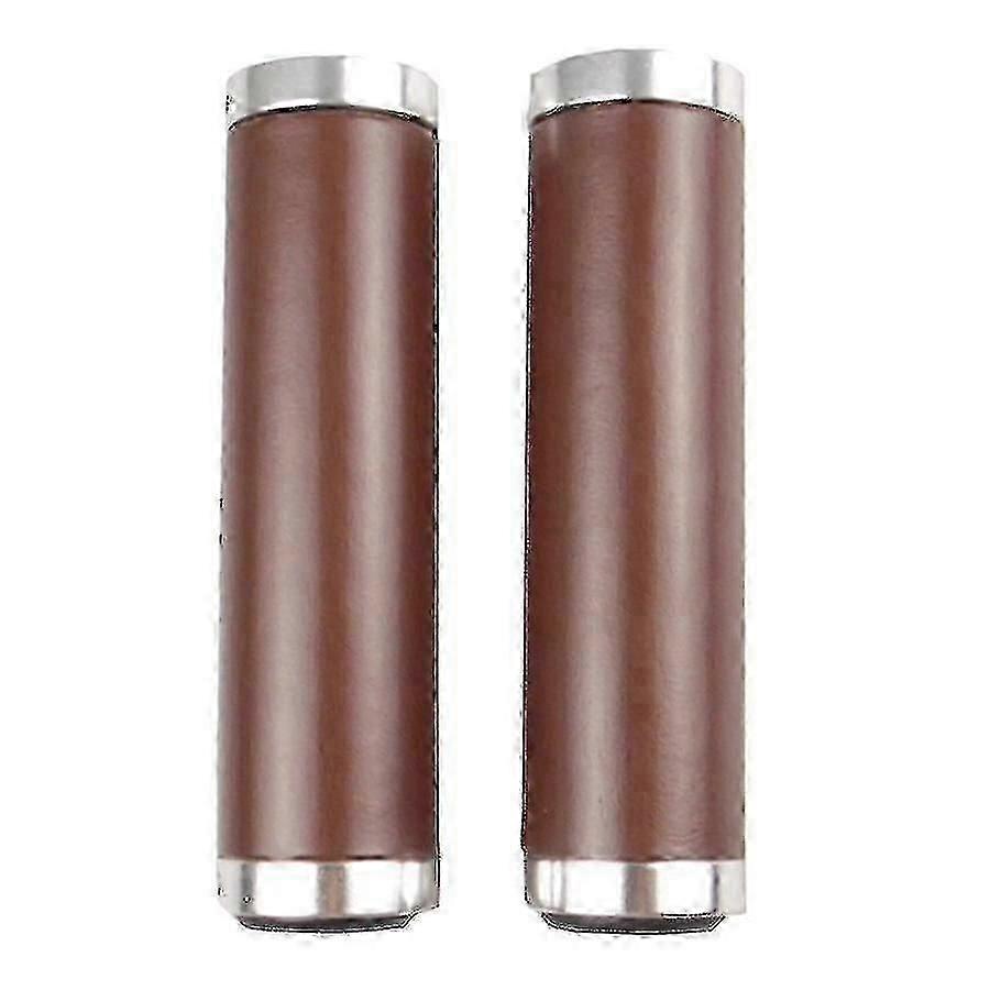 1 Pair Retro Bike Handlebar Grips Soft Pu Bike Handle Cover Non-slip