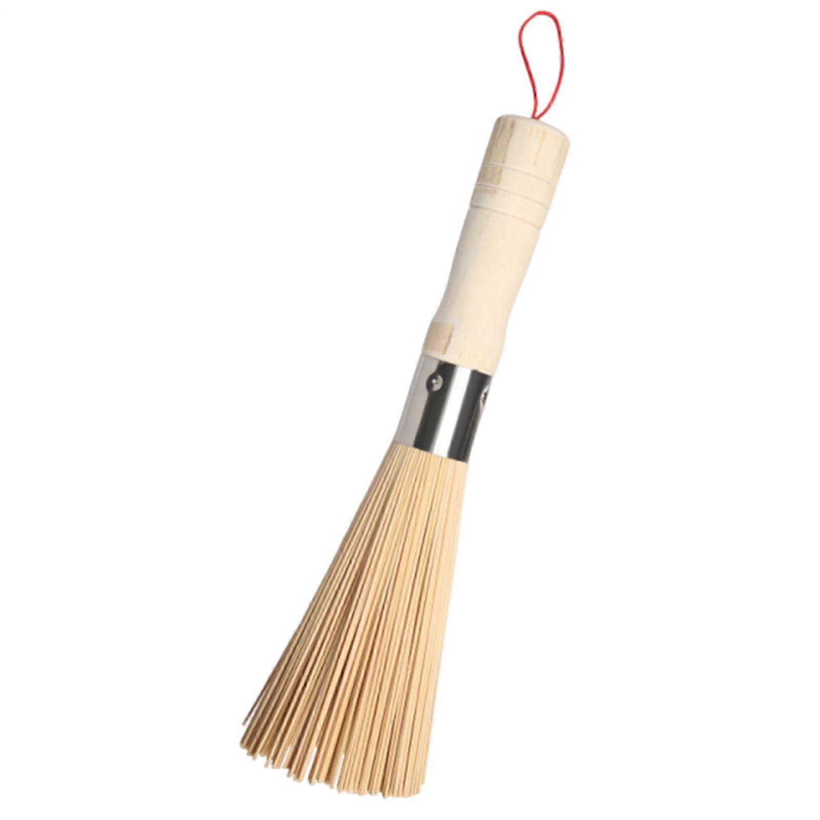 Wok Cleaning Brush - Wooden Ergonomic Brush for Frying Pan, Baking Pan, and Tableware with Hanging Loop, 10-Inch Size