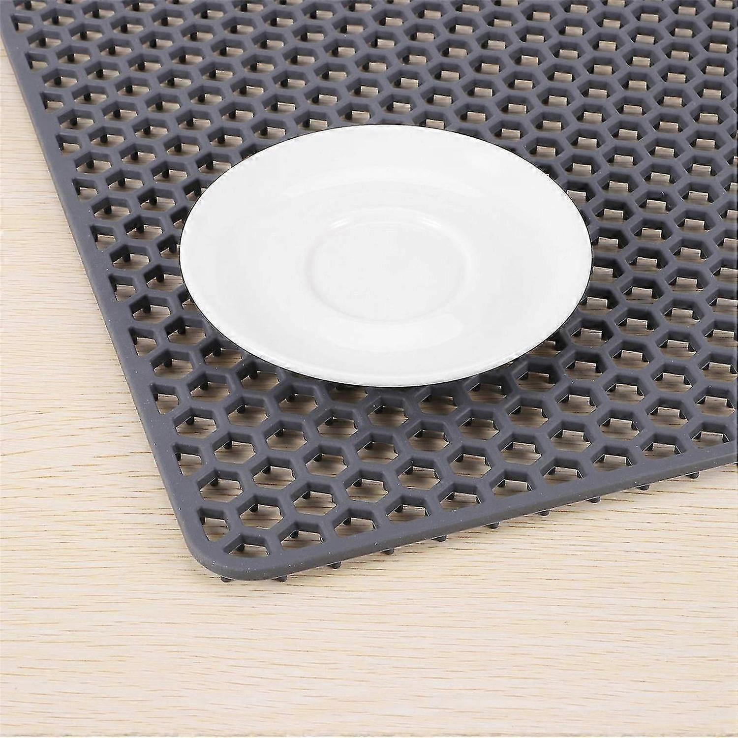 Silicone Sink Protector Mats,Dish Drying Mat Counter Protector, for Kitchen Utensils and Dishes(Gray
