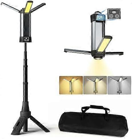 Lamp with 6000mAh,3 Color Temperatures Dimmable,Super Bright Searchlight,Rechargeable Wireless Work Light,With Extendable Tripod,2000 Lumens,For Campi