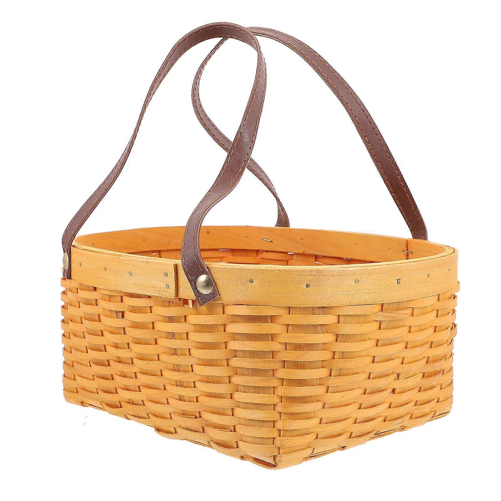 Portable Shopping Basket Multi-purpose Storage Container for Home Use Light Brown 1pc