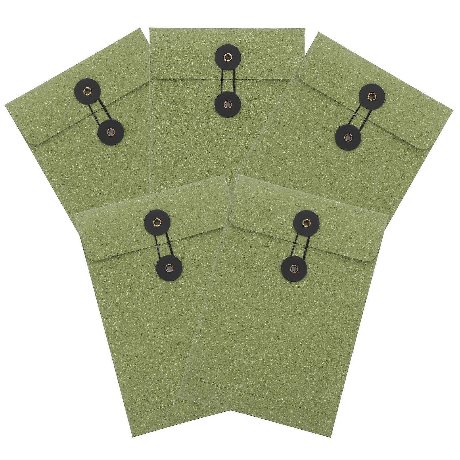5pcs Vintage Kraft Paper Envelopes with Button Closure – Multi Functional Document Holders for Letters, Files & Greeting Cards – Retro Style