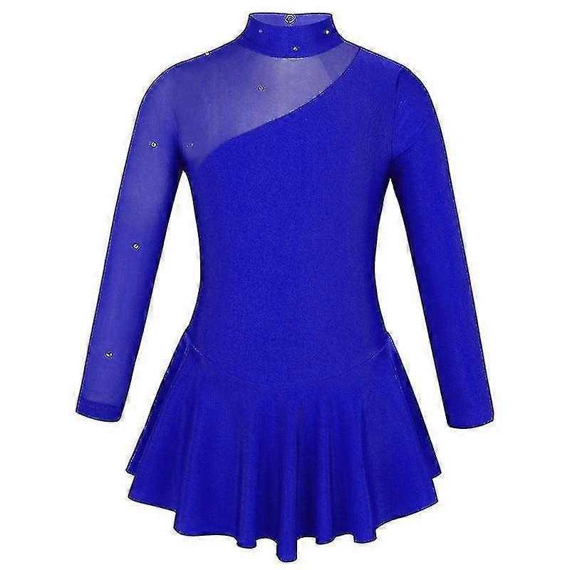 Strass Långärmad Tyll Klänning för Konståkning