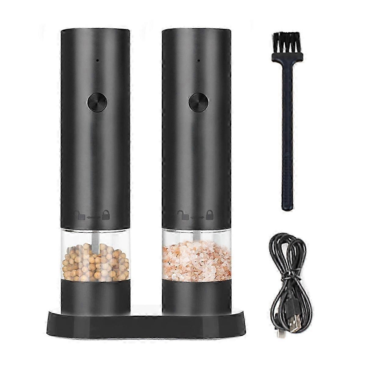 Electric Salt and Pepper Grinder Set Automatic Mill Adjustable Coarseness for Kitchen and BBQ Salt a Edition 0708