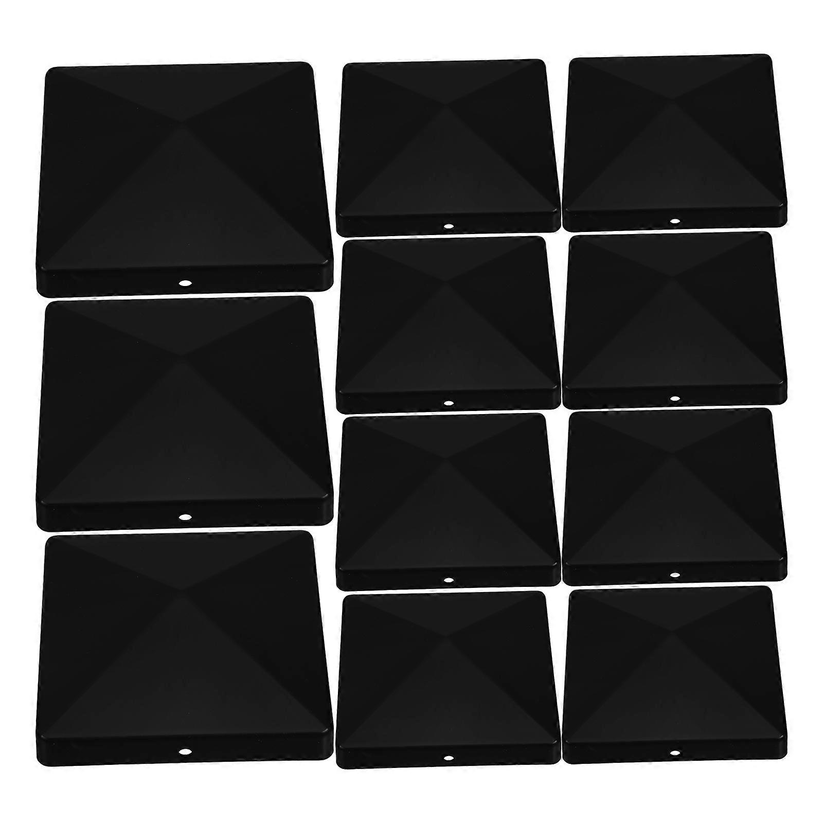 Fencing Post Caps Protective Decking Caps Pyramid Shape Weatherproof ABS Material Black 10.60X10.60X3.00CM Easy Installation 12Pcs