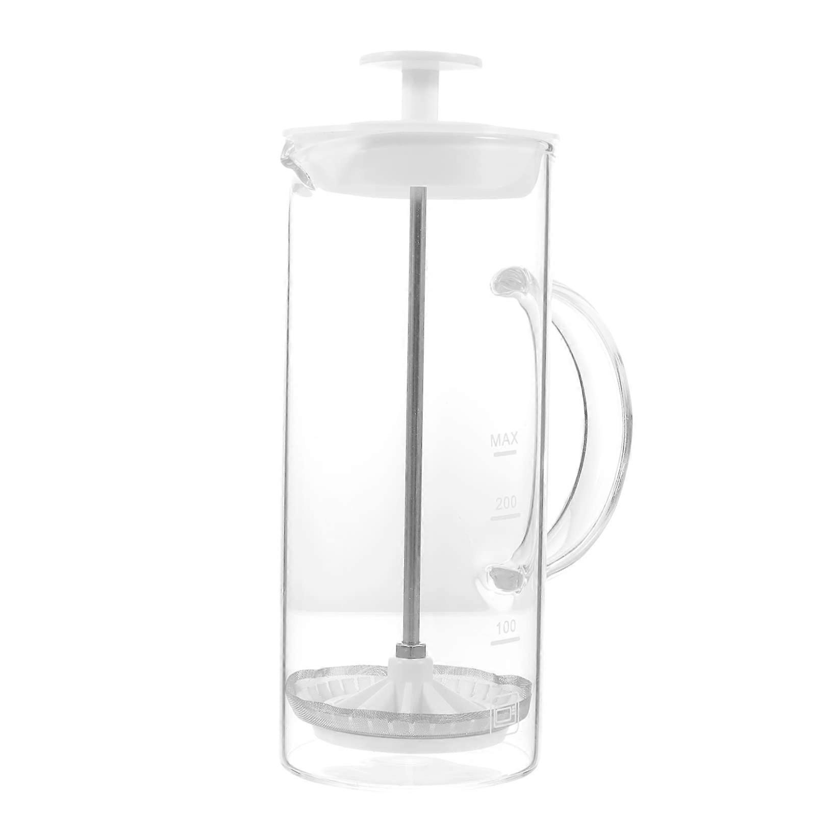 Manual Milk Frother with White Lid, Coffee Milk Frother for Perfect Milk Foam, Ideal for Home Baristas and Coffee Lovers