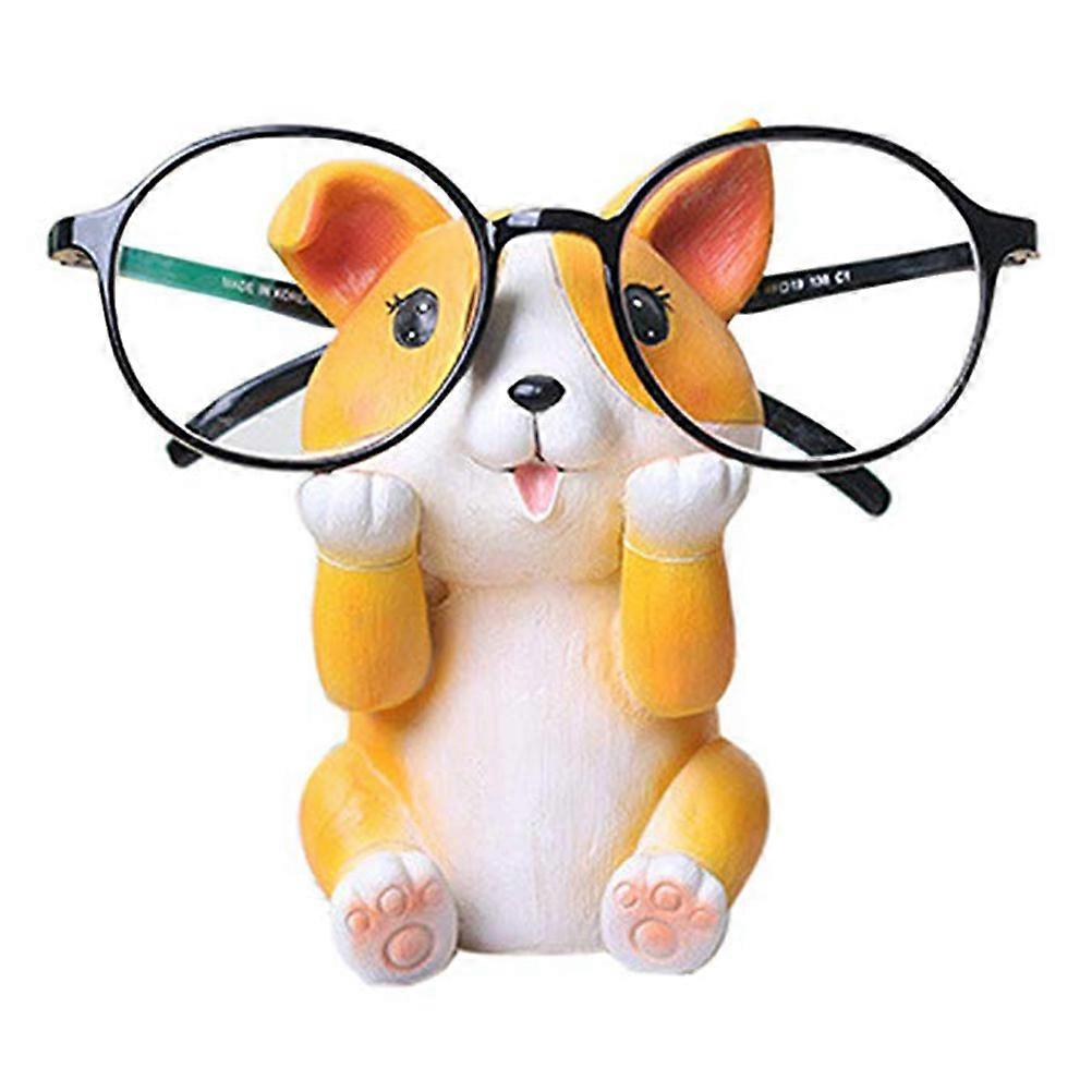 Kawaii Corgi Shape Figurine Resin Eyeglass Stand For Office Desk Multi 7x8x11.5cm Decoration 1Pack