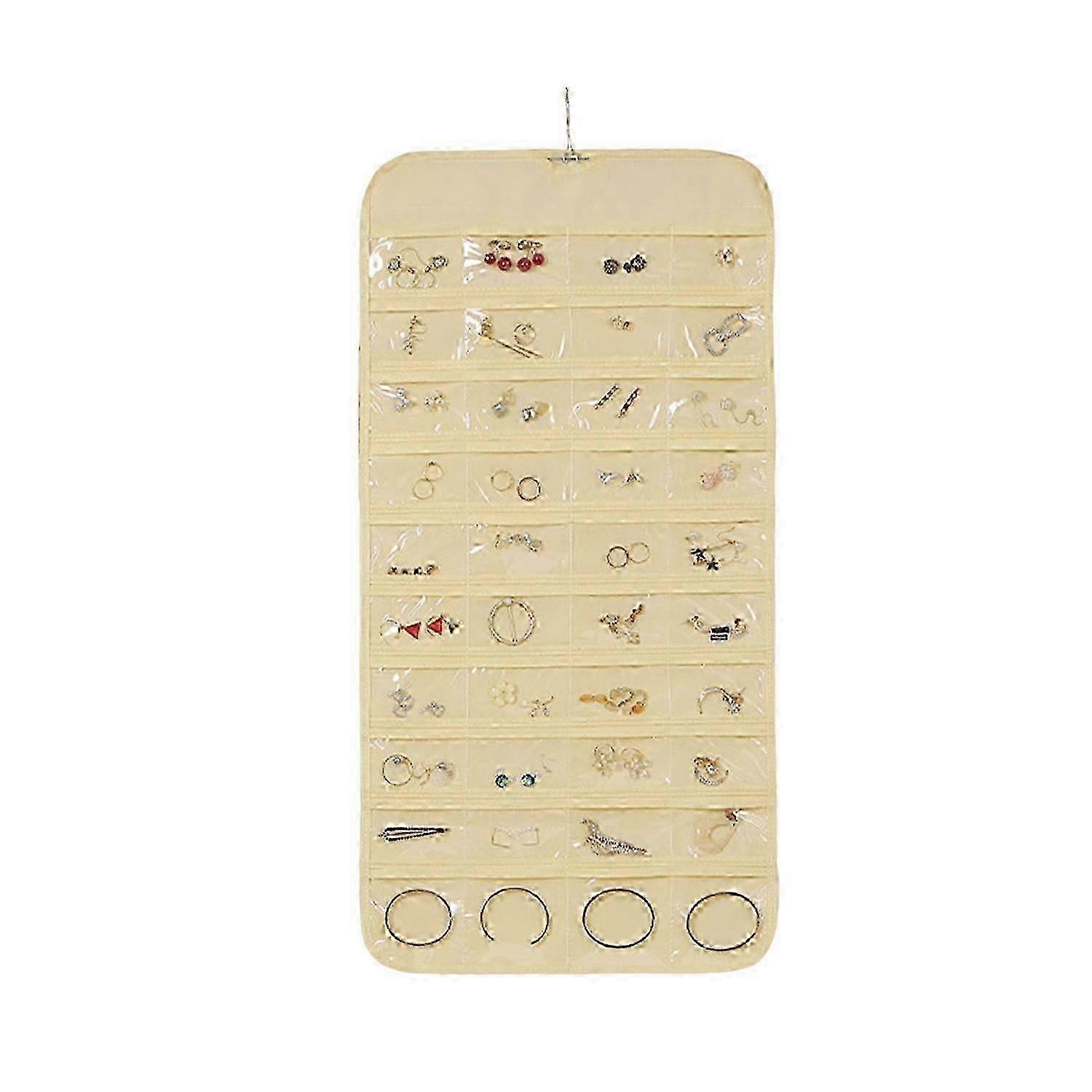 Double Sided Jewelry Storage Bag with Rotating Hook Multiple Compartments Hanging Organizer