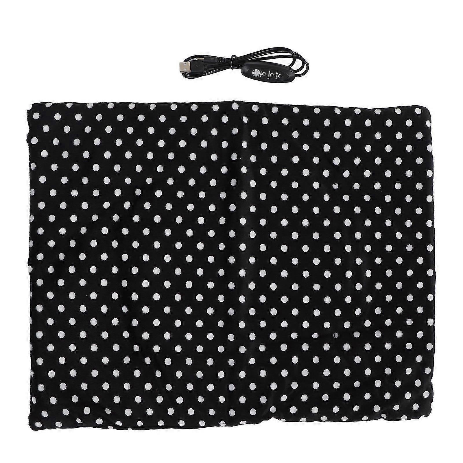 Washable Foldable Heating Pad with 3 Temperature Settings for Pets, USB Charging, White Dot