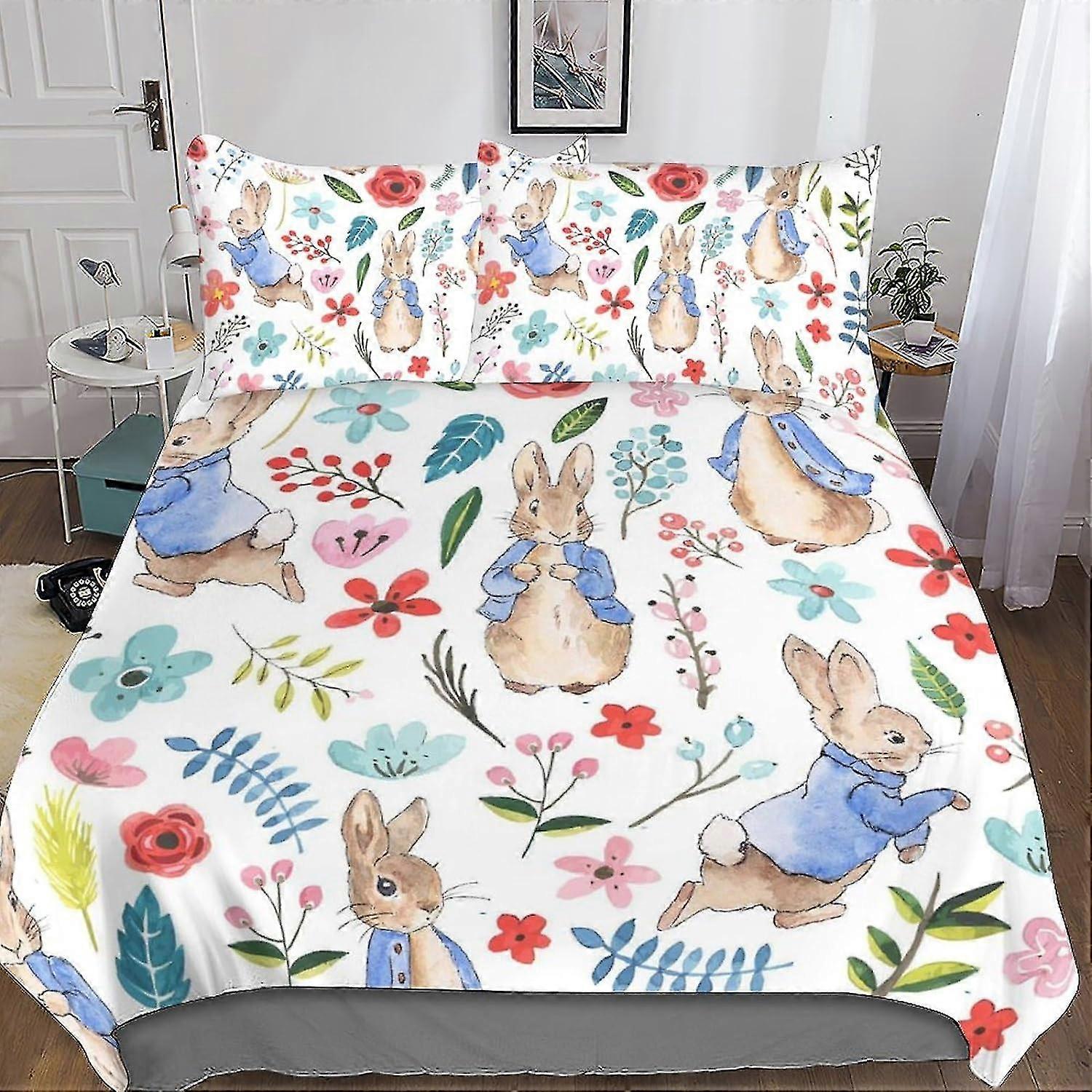 Conjunto de capa de edredom com estampa animal para crianças e adolescentes, colcha micro macia de 3 peças com fecho de zíper