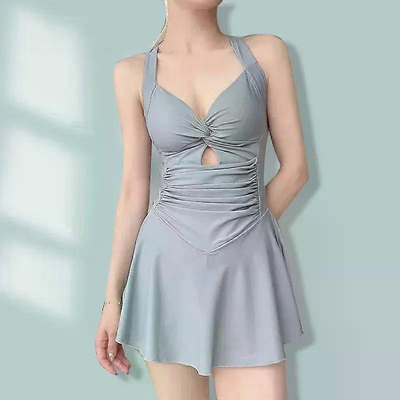 Maillot de bain pour femmes Couleur unie Mincissant Une pièce Robe Style Conservateur Taille Resserrant Minceur Vacances Maillot De Bain