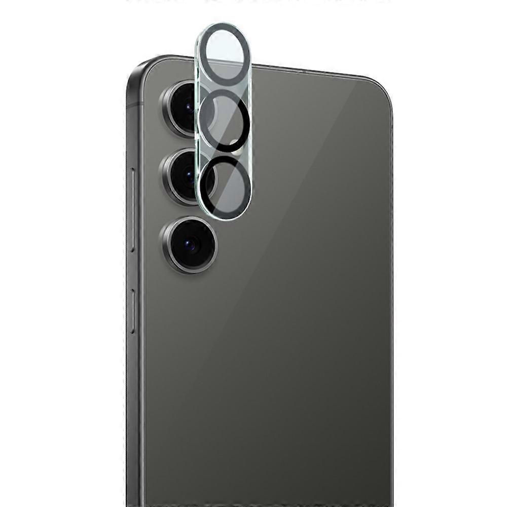 IMAK Compatible For Samsung Galaxy S25 FE Tempered Glass Camera Lens Protector Acrylic Lens Cap (Black Circle Design)