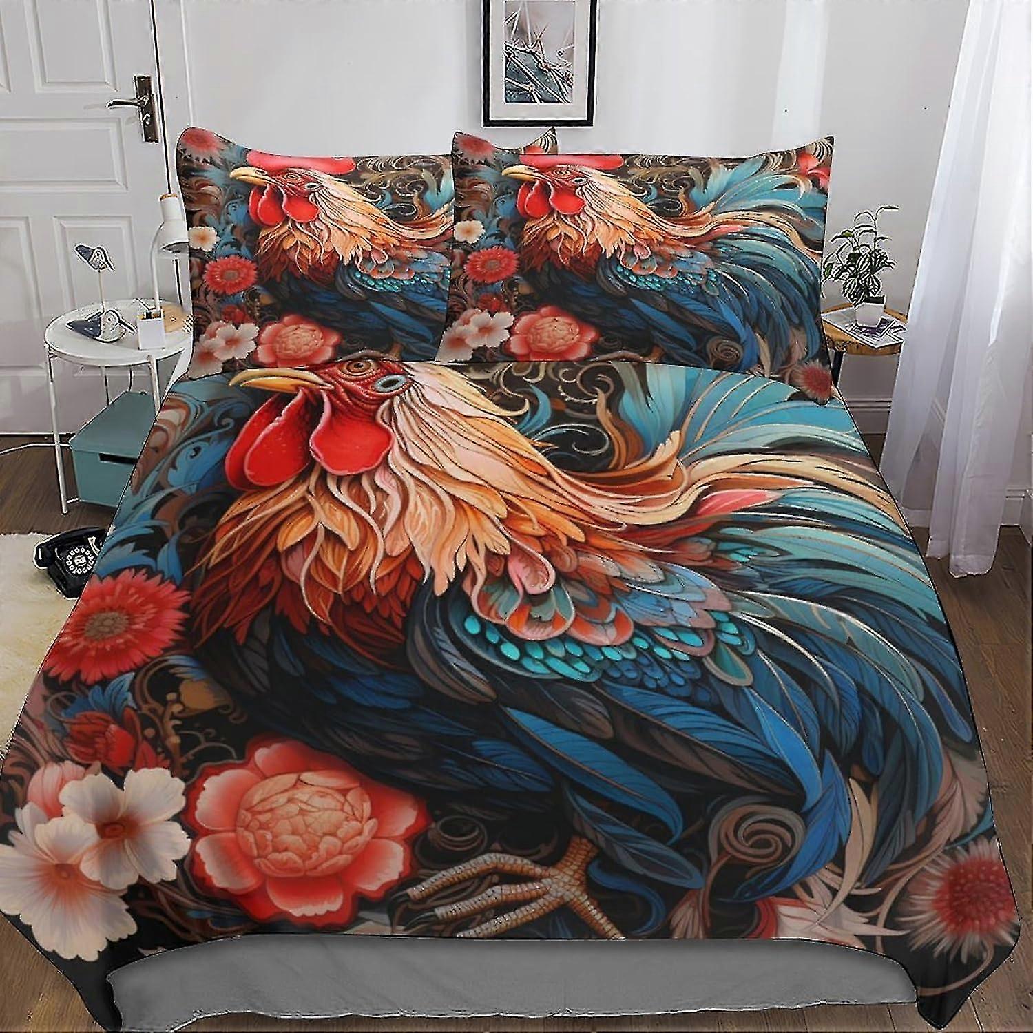 Conjunto de Cama com Capa de Edredom Animal Print com Design 3D para Crianças, Adolescentes e Adultos - Conjunto de 3 Peças de Microfibra Macia