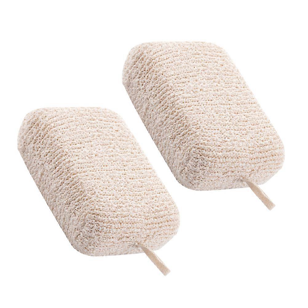 2pcs Beige Shower Scrubbers with Double Design for Exfoliating and Cleaning, Lightweight and Easy to Hang Storage for Family and Friends