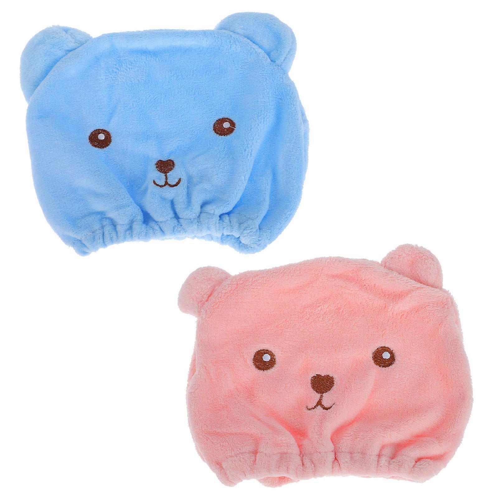 Practical Shower Caps for Females Made of Polyester Fiber Assorted Color Lightweight and Portable 2 Pieces