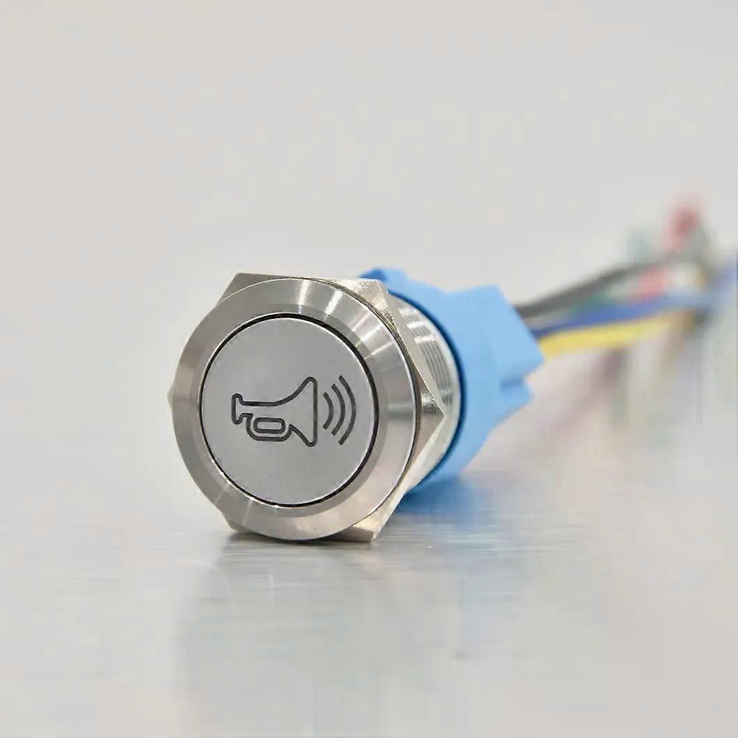 ABILKEEN Customized Horn Symbol Illuminate Metal Push Button 19/22MM Flat Head Push Button Switch 1NO1NC Latching/Momentary