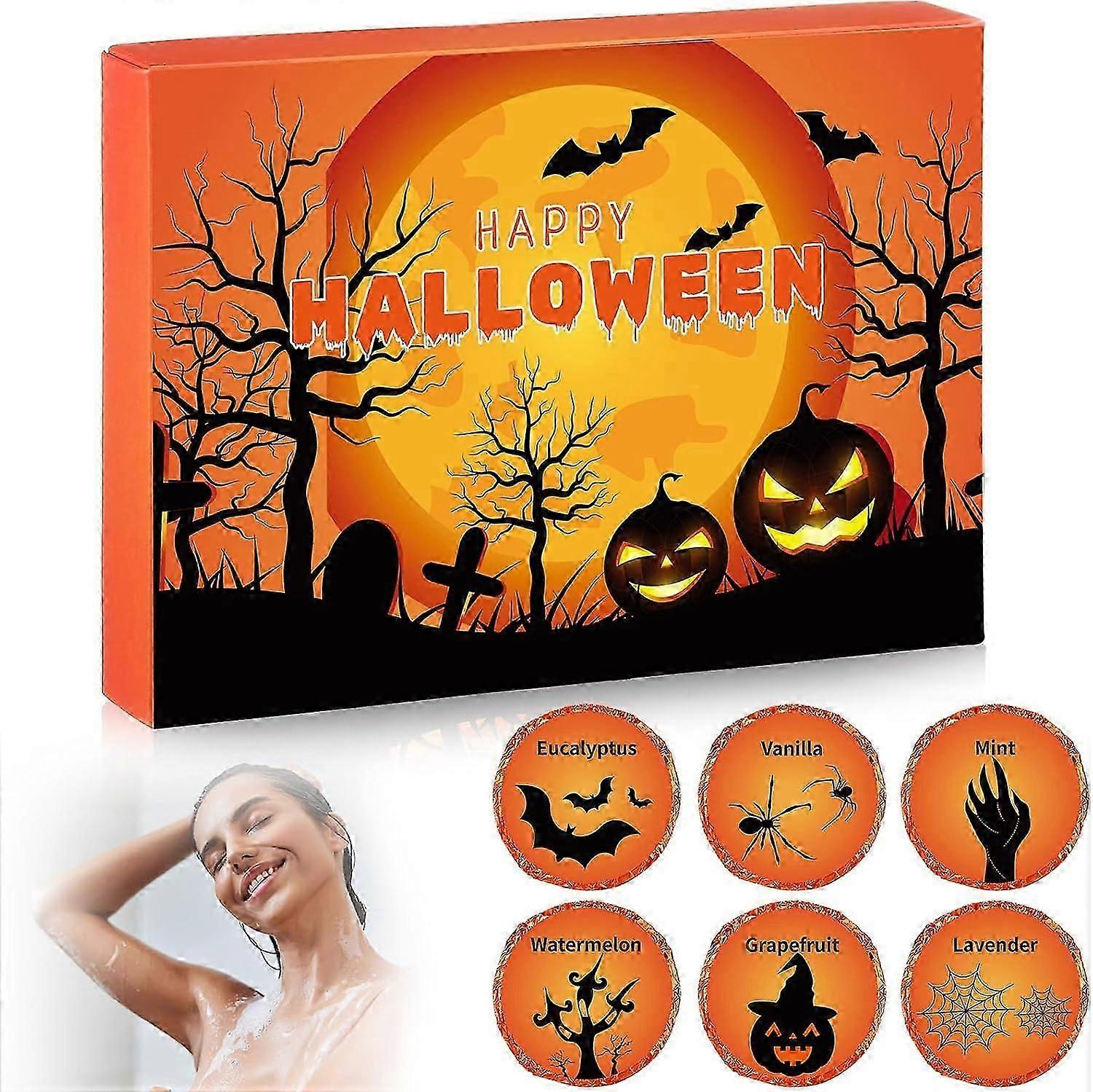 6 قطع هالوين دش أقراص العلاج بالروائح من الضروري النفط دش القنابل للمنزل سبا تخفيف التوتر والاسترخاء هدايا حمام للنساء والرجال